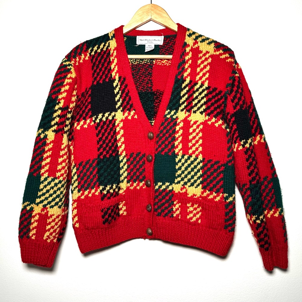 Vintage White, Wheeler, & Martha Petites Tartan Cardigan